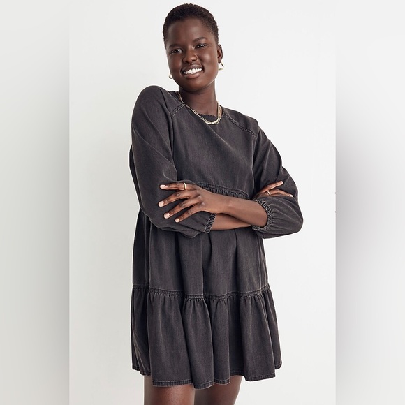 Madewell Denim Raglan-Sleeve Mini Dress in Lunar Wash Size 2X NEW - Picture 6 of 14